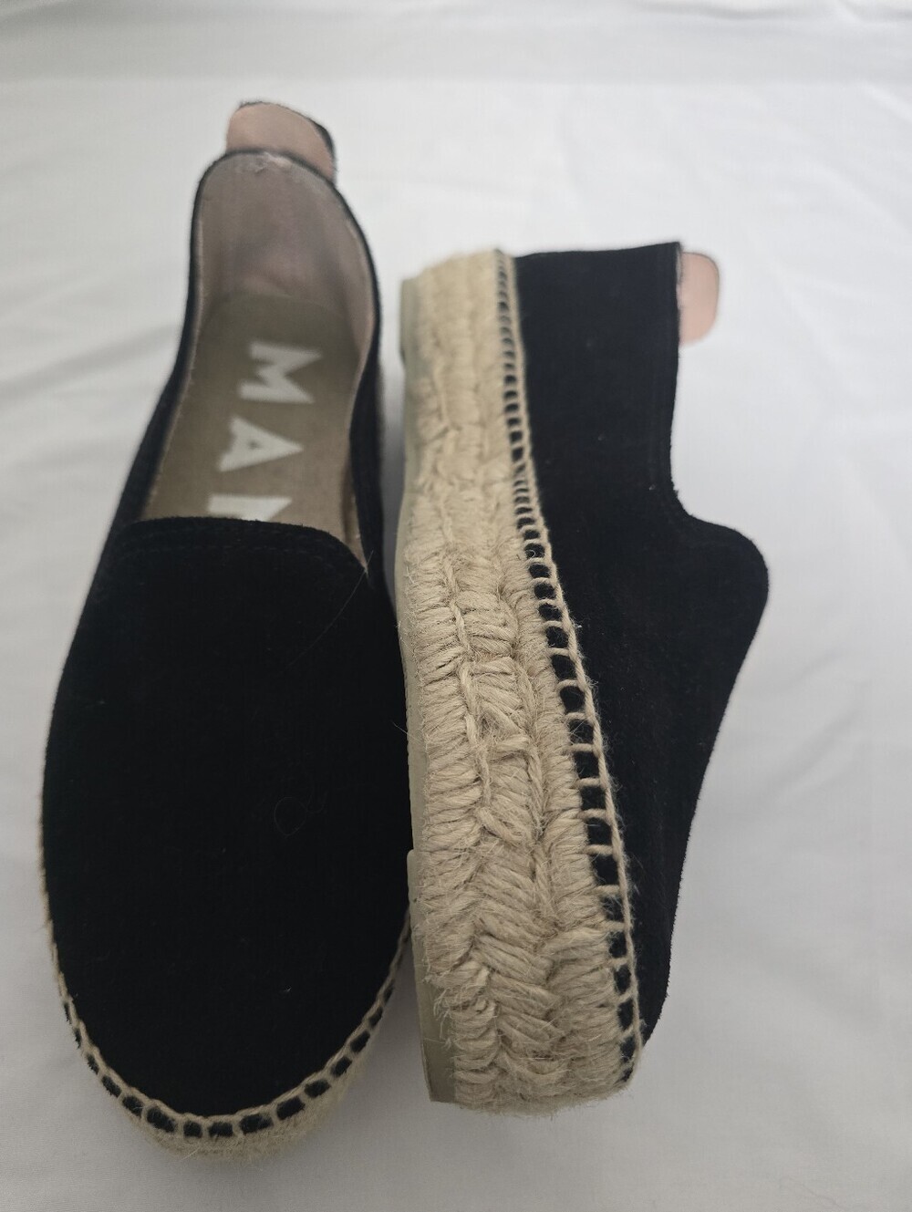 Manebi Black Suede Double Sole Espadrille 38